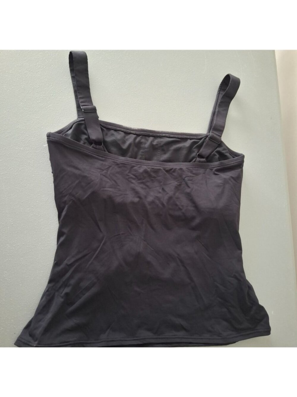 Carmen Marc Valvo Womens Black Ruched Swim Tankini Top Adjustable Straps S Styli